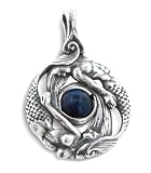 Sterling Silver Mermaid and Merman Blue Lapis Pendant