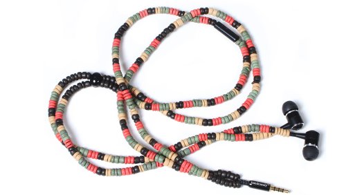 handcandy HF002SN THE SUNWASHED DuneTunes Stereo Headphone Necklace, Black/Turq/Coral/Natural Tan