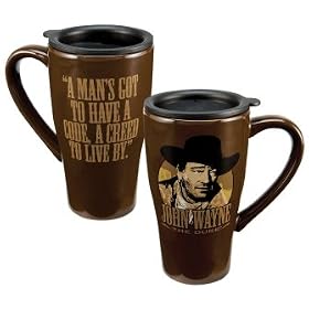 JOHN WAYNE Western Movie Coffee Cold Drink TRAVEL MUG New by Lyon Company