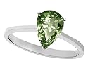 1.50 cttw 14K Gold Genuine Green Sapphire Pear Shape Solitaire Engagement Ring - 14kt White or Yellow Gold