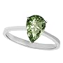 1.50 cttw 14K Gold Genuine Green Sapphire Pear Shape Solitaire Engagement Ring - 14kt White or Yellow Gold