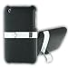 All Products : Black Leather with Stanless Steal Kickstand Snap on Hard Skin Cover Case for Apple Iphone 3g 3gs