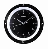 Seiko Wall Quiet Sweep Second Hand Clock Curved Glass Crystal BlackDial #QXA314KL