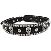 19 Inch Black Leather Skull Studded Dog Collar Small