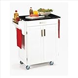 Home Styles Furniture White Wood Kitchen Cart with Granite Top