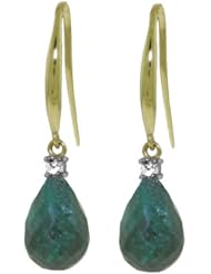 14k Gold Fish Hook Earrings with Genuine Diamonds & Emeralds