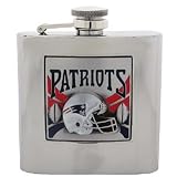 NFL New England Patriots Team Logo Stainlesss Steel and Pewter Hip Flask