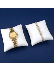 2 White Leather Bracelet Watch Pillow Jewelry Displays 3"