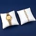 2 White Leather Bracelet Watch Pillow Jewelry Displays 3"