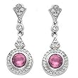 14K White Gold Pink Tourmaline and Diamond Earrings