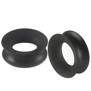 28mm - Black Implant grade silicone Double Flared Flare Tunnels Ear Plugs gauge Earlets Earrings Piercing SI04 CABQ - Ear stretched Stretching Expanders Stretchers - Pierced Body Piercing Jewellery - Sold as a Pair