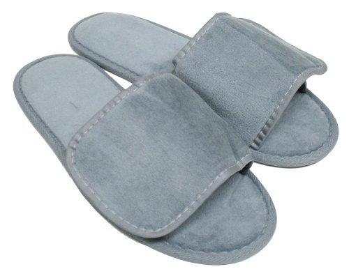 TowelRobes Terry Velcro Open Toe Unisex Slippers