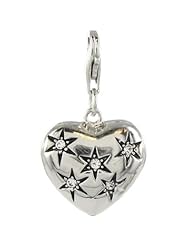 Oscaro Charms 925 Sterling Silver Heart with Stars Click-on Charm Lobster Clasp for Thomas Sabo Style Bracelets and Necklace