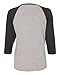 LAT Women Fine Jersey Raglan 3/4 Sleeve Baseball Tee (3530) Vintage Heather/Vintage Smoke, L