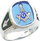 Thumbnail image for 14K White Gold Masonic Mens Ring Sz 10