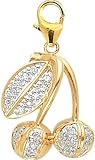 14k Gold Diamond Cherries Charm (1/10 cttw)