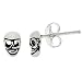 Sterling Silver Small Skull Head Cool Hip Gothic Style Stud Earrings