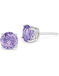 6mm Tanzanite Stud Earrings, 14K White Gold Screw Back Posts