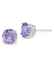 6mm Tanzanite Stud Earrings, 14K White Gold Push Back Posts