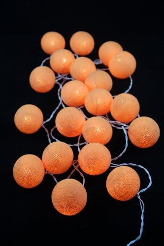 Orange Cotton Ball String Lights Fairy Party Decor Wedding Bedroom Garden Spa and Holiday Lighting