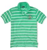 Polo Ralph Lauren Boys Burgundy Striped Polo Shirt with Large Multicolored Pony Logo