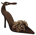Satin, Beaded Flower decore, 3.75" Heel - Evening Shoes - Amy Shoe