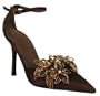 Satin, Beaded Flower decore, 3.75" Heel - Evening Shoes - Amy Shoe
