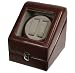 TOP QUALITY LEATHER AUTOMATIC DOUBLE WATCH WINDER BOX PI-BRN