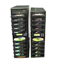 Produplicator 20 Burner Daisy Chain 20X DVD CD Duplicator Machine + Removable 250GB Hard Disk Drive (Standalone Audio Video Copy Tower, Disc Duplication Device)