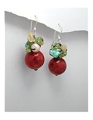 Ball Cotton Coral Earrings In 92.5 Sterling Silver