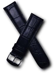 Black leather crocodile-effect band to fit Baume & Mercier Classima models requiring a 22 mm strap