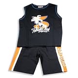 Mishmish - Toddler Boys Sleeveless Short Set, Navy, Orange
