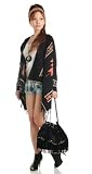 Black Tribal Fringe Wool Sweater Cardigan Fits US Size 4 - 8 (Item# 5116B)