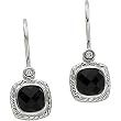 14K White Gold Onyx and Diamond Earrings