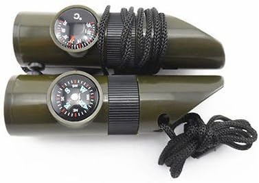 USEFUL 7 IN 1 OUTDOOR SURVIVAL COMPASS THERMOMETER FLASHLIGHT MAGNIFIER WHISTLE