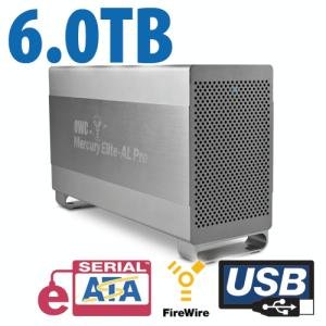 6.0TB 7200RPM OWC Mercury Elite PRO QUAD eSATA/FW800/400+USB2 Performance Dual Drive RAID