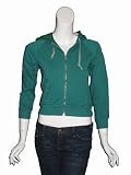 WOO Shrunken Zip Up Hoodie Jacket in Teal