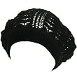 New Light Crochet knit Vented Beret tam slouch beanie hat cap, Black