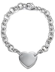 Sterling Silver 8" Heart Charm Bracelet