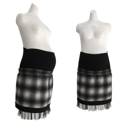 Wool Plaid Maternity Mini Skirts