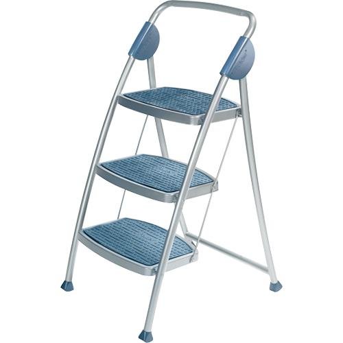 Polder LDR-6103 3-Step Designer Step Stool with Rail, Argento Silver and Black