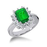 14k White Gold Emerald & Diamond Ring