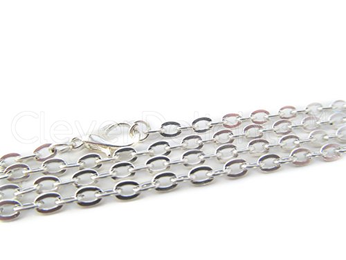 50 CleverDelights Vintage Style Necklaces - Silver Color - 24 Inch - Rolo Chain Necklace - Lobster Clasp and Jump Rings Attached - Jewelry Findings - 3 x 4mm Oval Links - Antiqued Necklaces - 24
