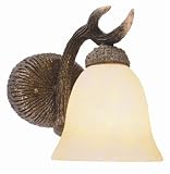 Trans Globe 7081 RDA One Light Deer Antler Wall Sconce, Replica Deer Antler Finish with Crushed Stone Glass