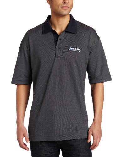 NFL Seattle Seahawks Men's DryTec Birdseye Polo, Navy Blue, Large