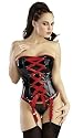 Lack Schnür-Straps-Corsage schwarz-rot - Gr. L