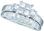 Ladies 10k White Gold 1 Ct Princess Cut Diamond Wedding Engagement Bridal Ring Set