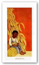 Nino Indigena Con Tallos De Maiz by Diego Rivera 31"x15.5" Art Print Poster