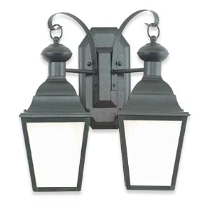 Royce Lighting RLC1236ES 2-09 Outdoor Twin Lantern Black with Frosted Globes by Royce Lighting