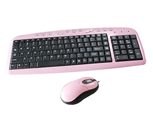 Compspace Ps2 Compact Multimedia Keyboard And Optical 3 Button Scroll Mouse International Layout Pastel Pink